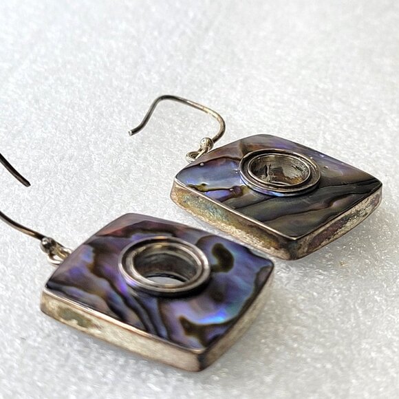 Square Abalone Shell Earrings - Picture 8 of 16